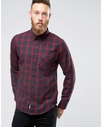 Lee Buttondown Brushed Check Shirt Maroon