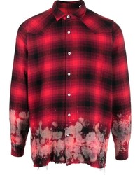 Family First Ditressed Check Print Shirt