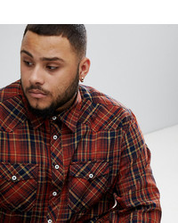 replika Plus Long Sleeve Check Shirt With Double Chest Pockets