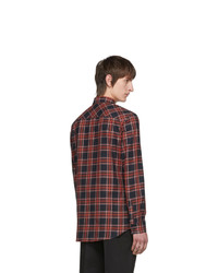 Givenchy Red And Black Check Piercing Shirt