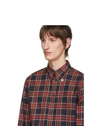Givenchy Red And Black Check Piercing Shirt