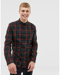 New Look Regular Fit Shirt In Burgundy Check