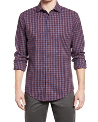 Nordstrom Trim Fit Plaid Flannel Dress Shirt In Burg Sm Grindle Check At
