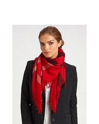 Burberry Wool Check Scarf Military Red
