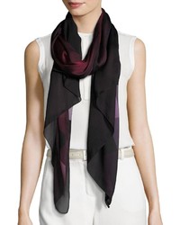 Burberry Ombre Washed Check Silk Scarf Plum
