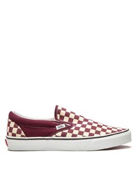 Burgundy Check Slip-on Sneakers