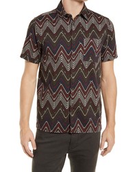 Burgundy Chevron Short Sleeve Shirt