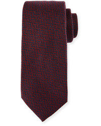 Kiton Chevron Wool Silk Tie Red