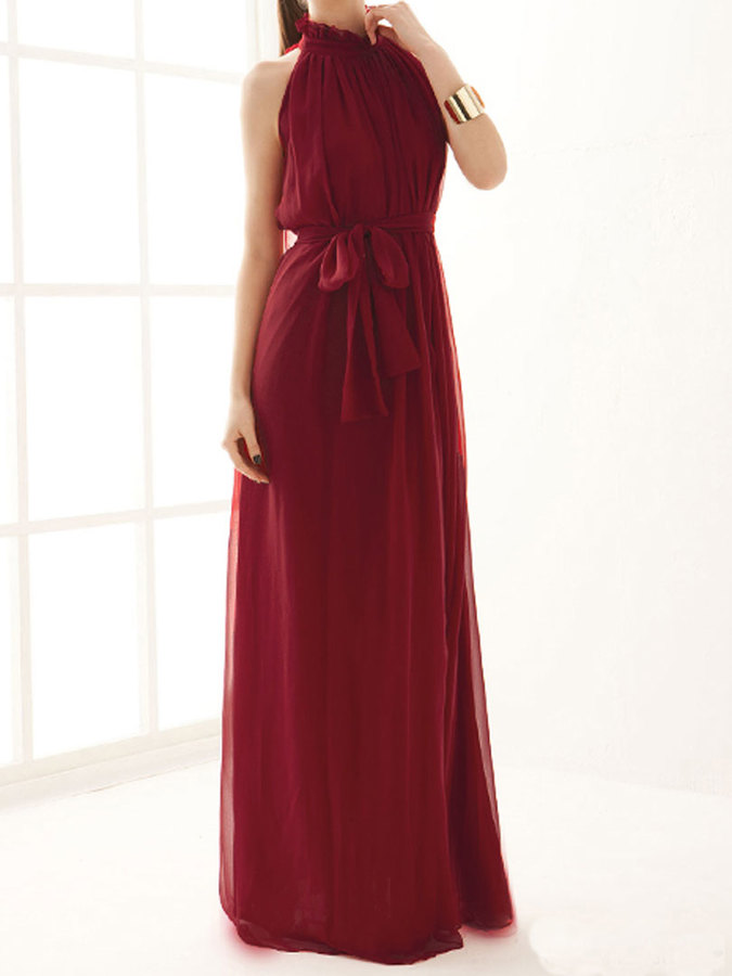 Choies Red Maxi Evening Dress In Chiffon, $33 | Choies | Lookastic