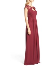 Paige Hayley Occasions Cap Sleeve Lace Chiffon Gown