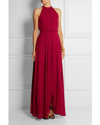 Saloni Irina Pleated Chiffon Maxi Dress