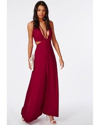 Missguided Bella Red Chiffon Strappy Maxi Dress Red
