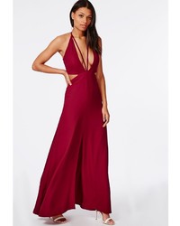 Missguided Bella Red Chiffon Strappy Maxi Dress Red