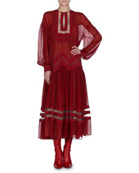 Fendi Chiffon Drop Shoulder Midi Dress