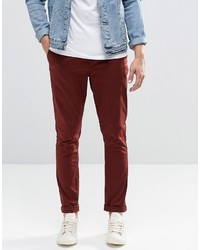 Knowledge Cotton Apparel Twisted Twill Burgundy Chinos | Where to buy ...