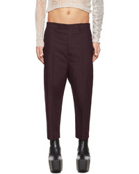 Rick Owens Burgundy Astaires Cropped Trousers