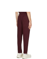 Homme Plissé Issey Miyake Burgundy Colorful Pleats Trousers