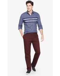 Express Straight Fit Dark Red Camden Chino Pant