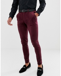 ASOS DESIGN Super Skinny Trousers In Burgundy Velvet