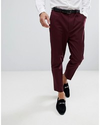 ASOS DESIGN Tapered Smart Trousers In Burgundy