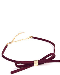 Burgundy Velvet Bow Choker Necklace