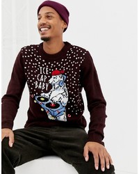 Burgundy Christmas Crew-neck Sweater