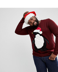 Threadbare Plus Furry Penguin Christmas Jumper