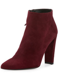 Burgundy Chunky Suede Ankle Boots