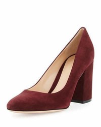 Burgundy Chunky Suede Pumps
