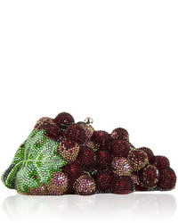 Judith Leiber Couture Grape Cluster Crystal Clutch Bag Silvercrimson