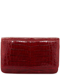 Nancy Gonzalez Crocodile Clutch Bag With Strap Red