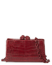 Nancy Gonzalez Crocodile Knotted Clutch Bag Red Shiny