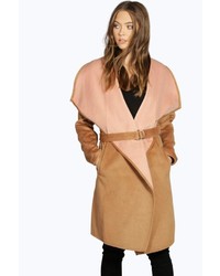 Boohoo Boutique Ella Belted Contrast Waterfall Coat