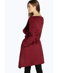 Boohoo Boutique Ella Belted Contrast Waterfall Coat