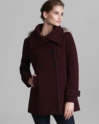 Marc New York Coat Plush Fur Trim Hood