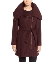 Cole Haan Signature Belted Asymmetrical Wool Blend Coat