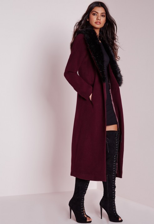 Missguided Longline Wool Coat With Faux 