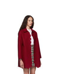 RED Valentino Red Wool Scallop Coat