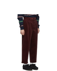 Noah NYC Burgundy Corduroy Double Pleat Trousers, $177