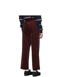 Noah NYC Burgundy Corduroy Double Pleat Trousers, $177 | SSENSE