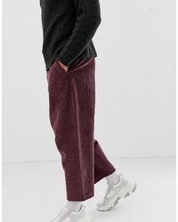 ASOS DESIGN Drop Crotch Tapered Trouser With Cargo Pocket In Purple Cord