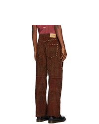 Phipps Red And Brown Corduroy Tie Dye Studded Trousers