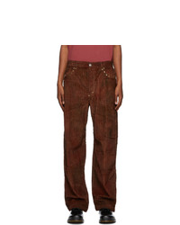 Phipps Red And Brown Corduroy Tie Dye Studded Trousers