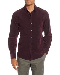 Burgundy Corduroy Long Sleeve Shirt