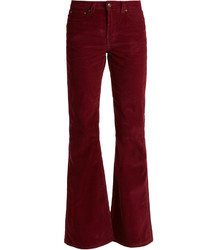 Rockins High Rise Cotton Blend Corduroy Flared Trousers