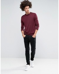 Asos 2 Pack Cotton Sweater In Blackburgundy Save
