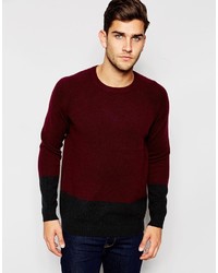 Asos Brand Lambswool Rich Sweater In Color Block