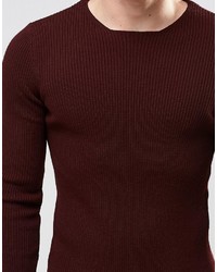 Asos Brand Longline Muscle Fit Ribbed Sweater