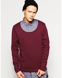 Asos Brand Fitted Fit Scoop Neck Sweater In Cotton