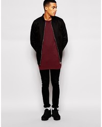 Asos Brand Longline Sweater With Zip Neck